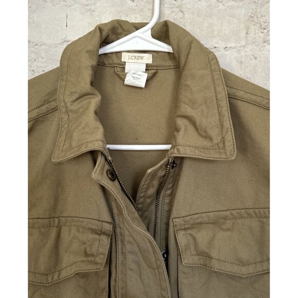 J. Crew Womens S Military Utility Field Cargo Jacket Zip Front Belted Olive Drab - Picture 3 of 5